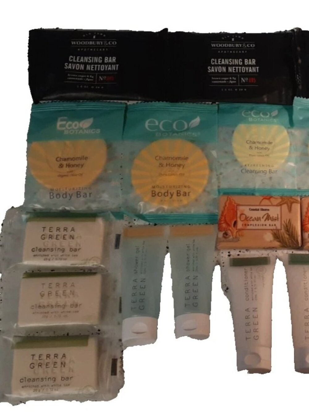 20 pc Toiletries Set Face & Body Bar Soap, Shampoo, Conditioner, Shower Gel new
